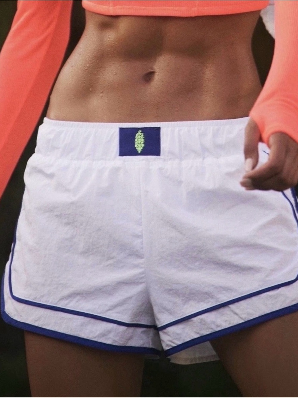 FP Movement by Free People White Athletic Shorts with Blue Trim